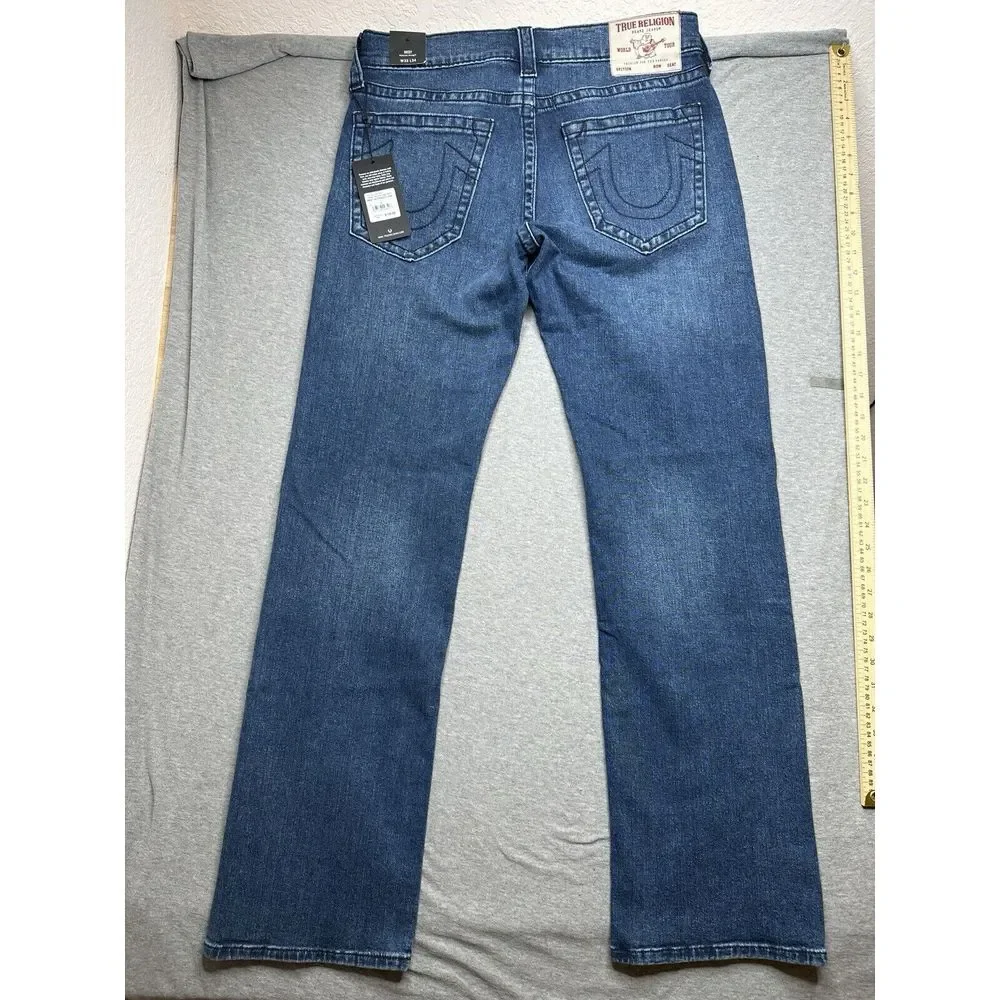 TRUE RELIGION‎ MENS RICKY STRAIGHT BLUE JEANS Distressed 32/34 $159.00 NWT